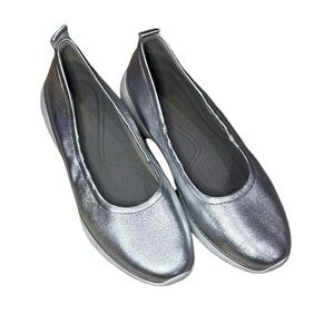 Cole Haan Grand OS Metallic Leather Ballet Flat, Silver - Size 8